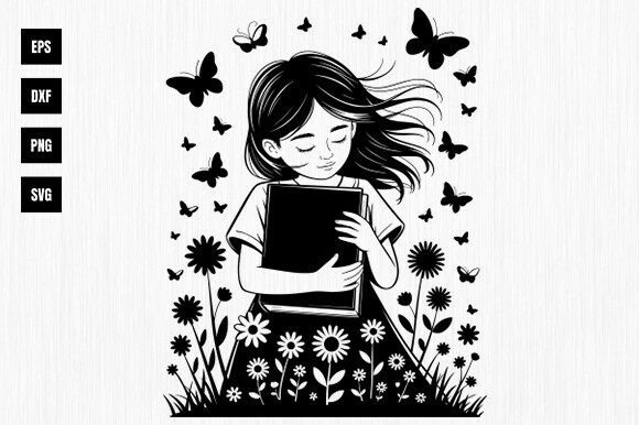 Download Reading Woman Svg, Book Lover Svg - Premium Resources