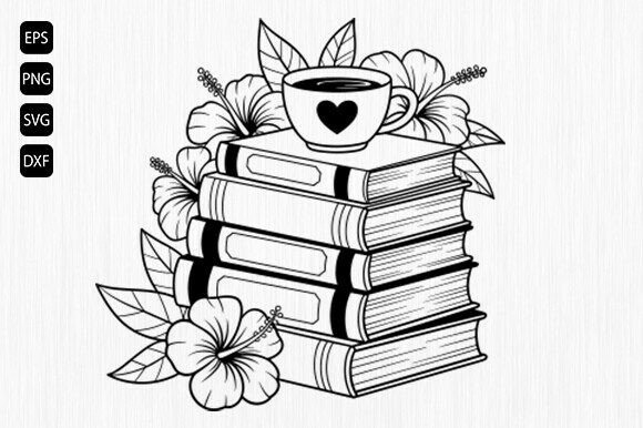 Download Books with Flowers SVG, Book Lover Svg - Premium Resources