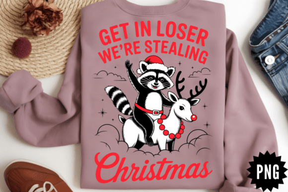Download Funny Raccoon Christmas PNG Design - Premium Bundle