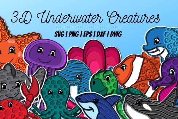 Download 3D Underwater Creatures SVG Bundle - Underwater creatures svg Collection